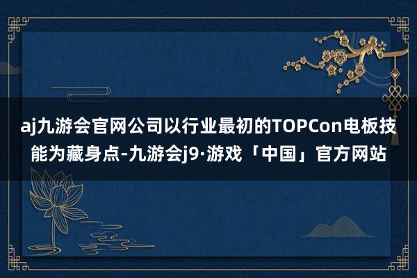 aj九游会官网公司以行业最初的TOPCon电板技能为藏身点-九游会j9·游戏「中国」官方网站